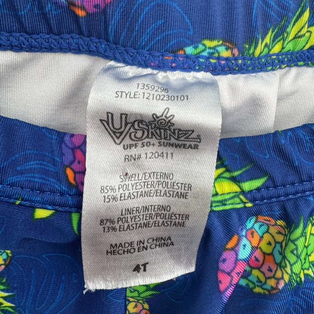 UV Skinz UPF‎ 50+ Pineapple Rash Guard Swim Set Girls Size 4T Long Sleeve